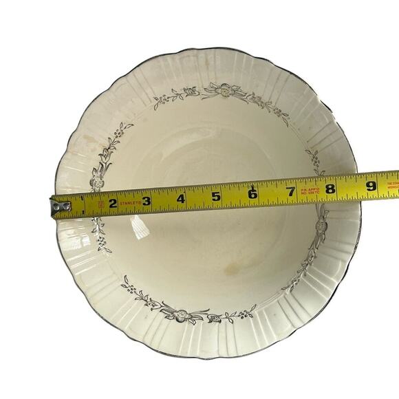 (2) Coronet Serving Bowls 8 3/4” Platinum Floral Wreath Homer Laughlin Vintage - Picture 5 of 13